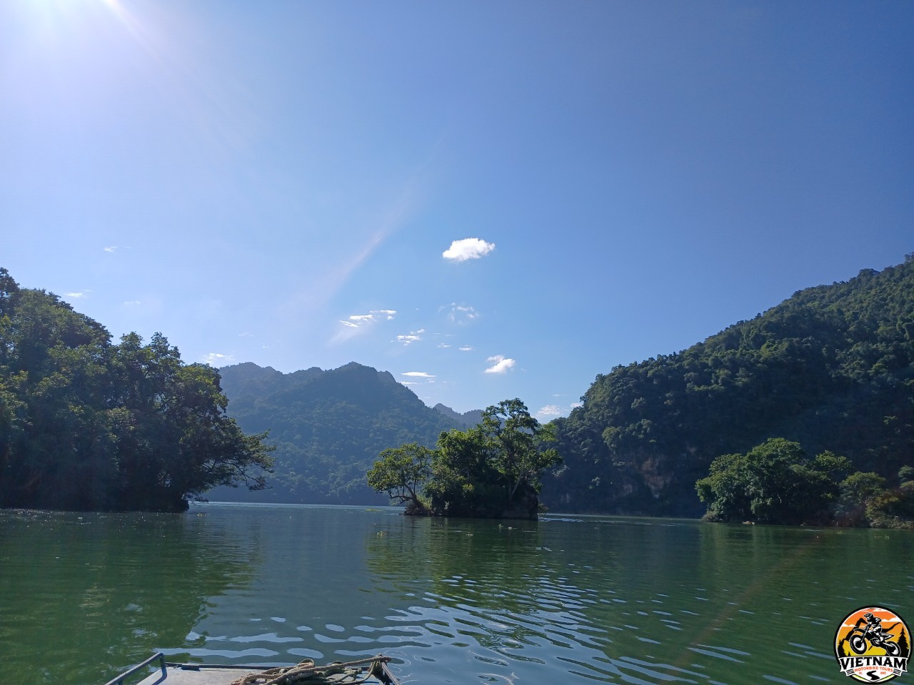 Vietnam Motorbike Tours-Cruising Through the Tranquil Waters of Thac Ba Lake